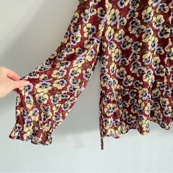 Madewell Floral Blouse in Burgundy and Cream - Picture 10 of 12